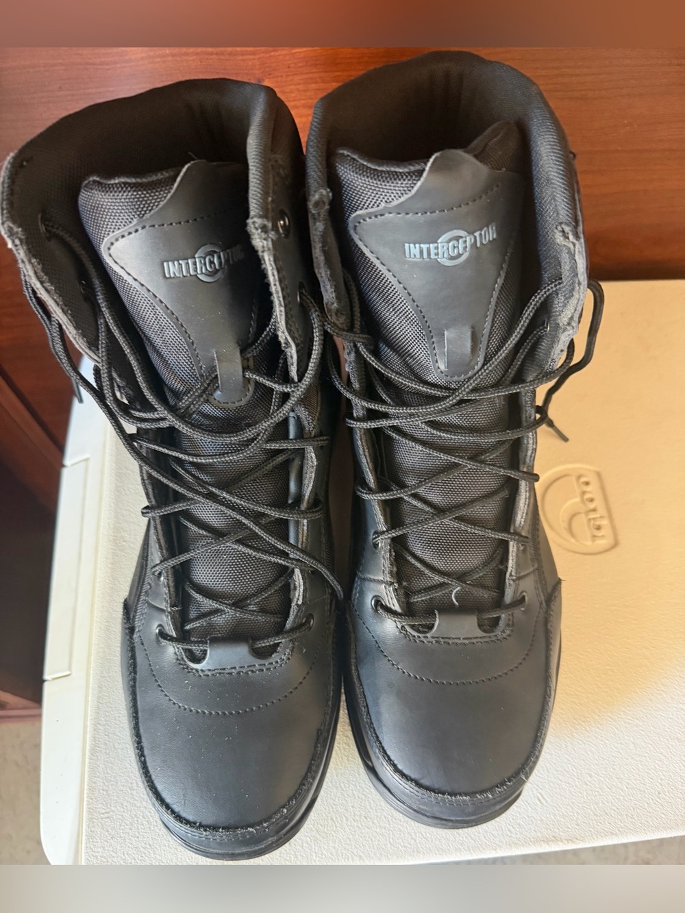 Men's Black Steel Toe Tactical Lace-Up Boots - Rugged Ankle Support - Picture 2 of 5